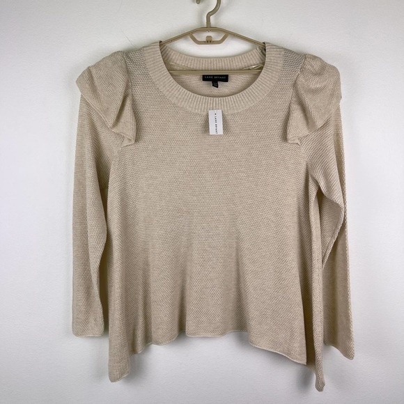 Lane Bryant Cream Ruffle Shoulder Crewneck Lightweight Sweater Women's 18/20 - Picture 9 of 9